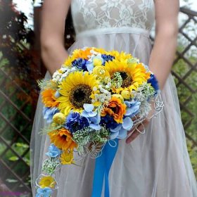 Svatební kytice Slunečnice a hortenzie