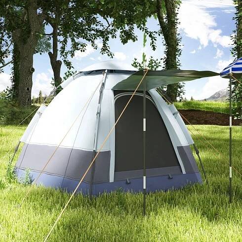 Kempinkový stan pro 3-4 osoby 260 x 260 x 150 cm | šedý + černý č.2