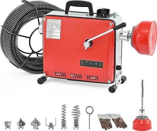 Čistič trubek Čistič trubek 400W Stroj na čištění trubek Čistič kanalizace + 6 hlavic