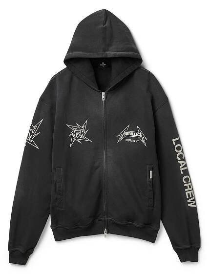REPRESENT Metallica 40 Year Anniversary Zip-Thru Hoodie (Stained Black)