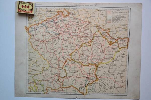 ČECHY MORAVA SLEZSKO TĚŠÍNSKO - ŽELEZNIČNÍ MAPA SZ KONČIN ŘÍŠE - 1910