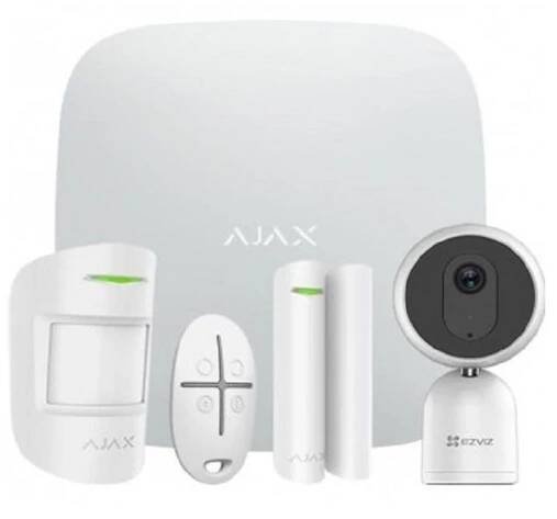 Wireless Ajax Starter Alarm Kit White Kit with EZVIZ IP WIFI Camera