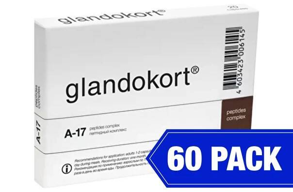 Glandokort peptides complex product packaging in white with black text