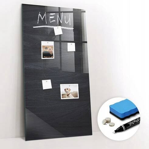 Velká skleněná magnetická tabule bonus na zeď Tabule s menu 60x120 cm