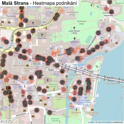 Mapa Malá Strana - Firmy v části obce.
