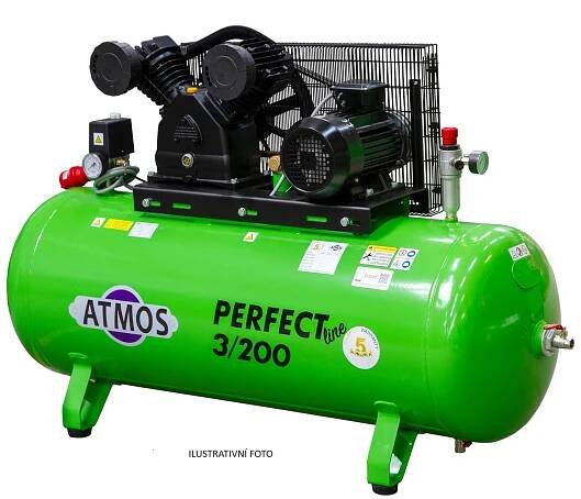 Pístový kompresor Perfect Line 3 kW - 200 l příkon 3 kW, sací výkon 580 l/min, tlak 10 bar, vzdušník 200 l, napětí 400/50 V/Hz
