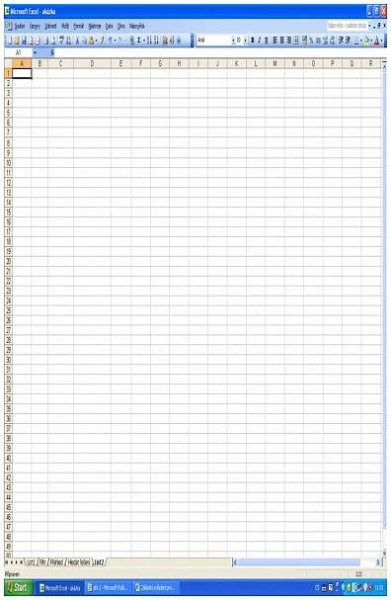 excel úvodní obrazovka
