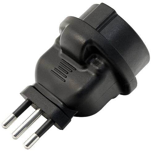 Cestovní adaptér 230V Evropa -> Itálie, černý