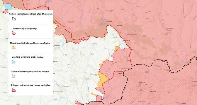 Mapa fronty u Severodoněcku