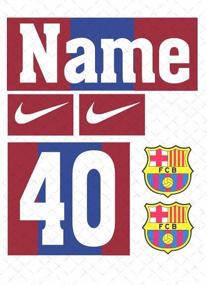 Barcelona Football Team Shirt Logos with Name & Age