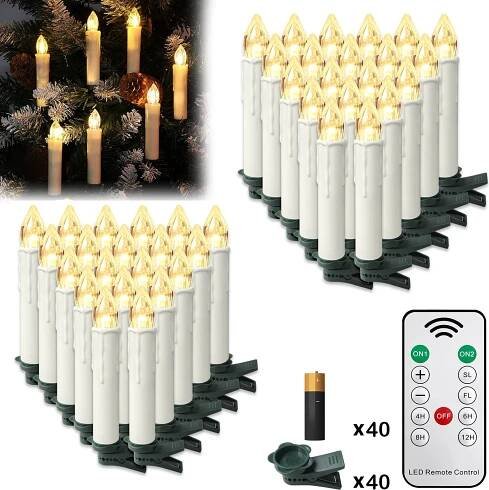 LED svíčky 40ks vánoční svíčky Bezdrátová teplá bílá vánoční svíčka s funkcí časovače