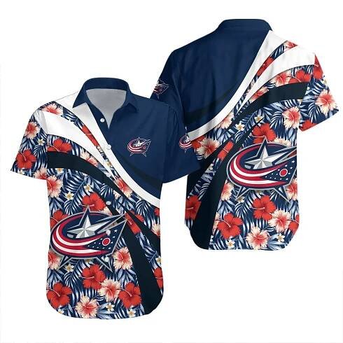 Columbus Blue Jackets Floral Power Hawaiian Shirt