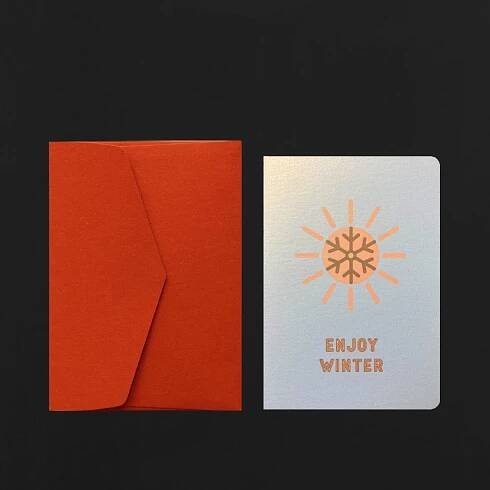Folded Card ENJOY WINTER + mandarin envelope - Le Typographe