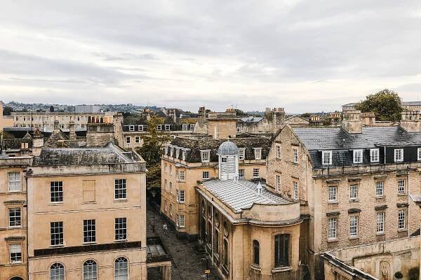 Blick vom Thermalbad Bath Town England