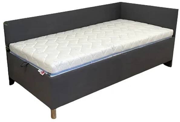 Čalouněná postel s úložným prostorem RYAN 90X200, tmavě šedá, 90×200 cm