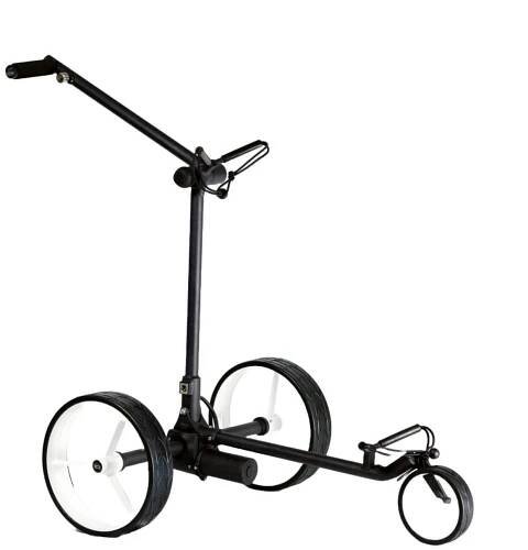 Golfový vozík Davies Caddy SMART Black matt s baterií až 27 jamek, bílá kola