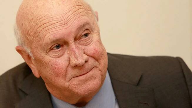 Former South African president and Nobel Peace prize laurate F. W. de Klerk delivers a speech during the F. W. de Klerk Foundation Conference, on February 2, 2015, in Cape Town, South Africa. (Photo credit:NARDUS ENGELBRECHT/AFP/Getty Images)
