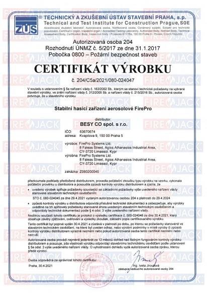Certifikáty BESY CO