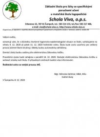 Ředitelské volno ve dnech 9.-11.12.2020 – Schola Viva