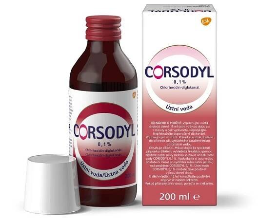 Corsodyl ústní voda 0.1% 200ml - lékárna s rozvozem po Ostravsku a Těšínsku