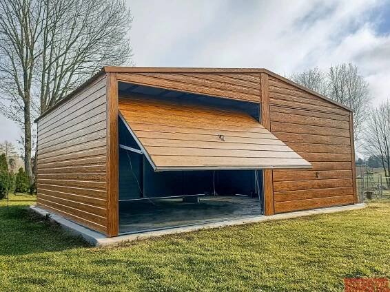 Plechová garáž 6x6, dvojgaráž, Rustikálny Dub, Premium Transtal Sklep