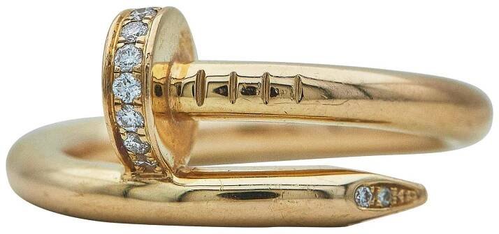Cartier Juste un Clou Ring Classic Model 18K Rose Gold Diamonds Size 54