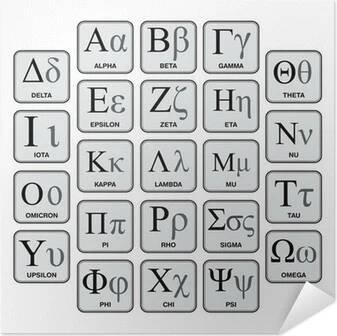 Samolepicí plakát Řecké abecedy a symboly, ruční Chart