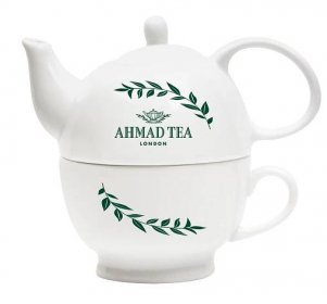 Ahmad Tea čajový set konvička hrnek bílý 