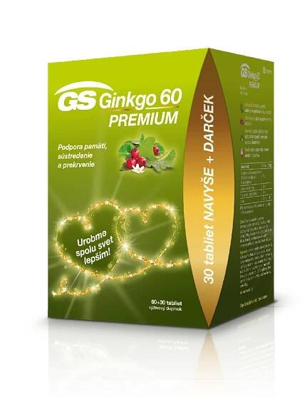 GS Ginkgo 60 PREMIUM, 60 + 30 tabliet - darček 2020