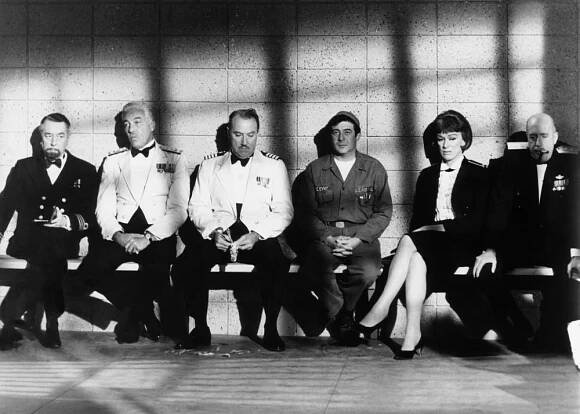 SERGEANT DEADHEAD, from left; Reginald Gardiner, Cesar Romero, Gale Gordon, Harvey Lembeck, Eve Arden, Fred Clark, 1965