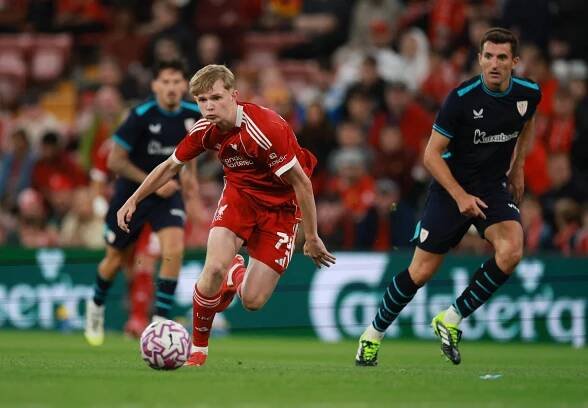 Liverpool's Will Wright in action during a soccer match.