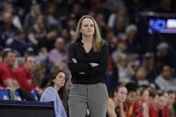 Utah coach Lynne Roberts watches from the sideline as her team plays Gonzaga during the 2024 NCAA tournament 