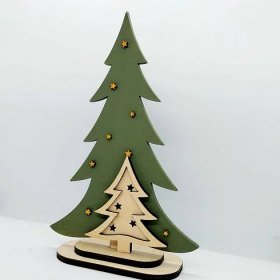 Dřevěný vánoční stromeček s hvězdičkami, větší