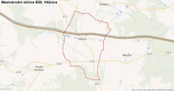 Věžnice, Silnice E50 - Mapa | Kurzy.cz