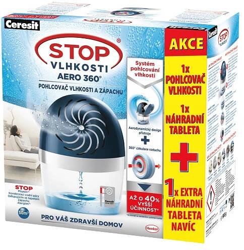 Ceresit Stop vlhkosti Aero 360° - černý přístroj + 2 tablety - zánovní | SrovnejLeky.cz