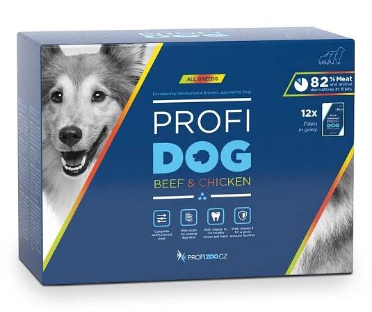 PROFIDOG kapsička filety hovězí a kuřecí ve štávě 48x85g