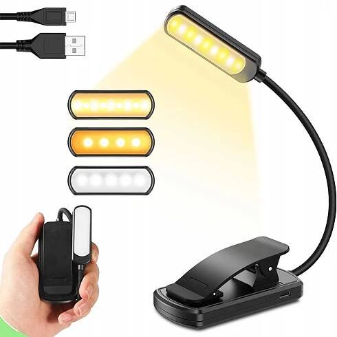 LED lampa na čtení s klipem, USB lampička AKUMULÁTOR