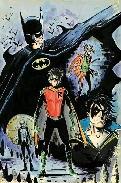 Jeff Lemire's variant cover for Robin & Batman: Jason Todd #1.