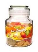 Bonbón Woogie Fine Drops ovocné bonbóny ve skleněné dóze 300 g