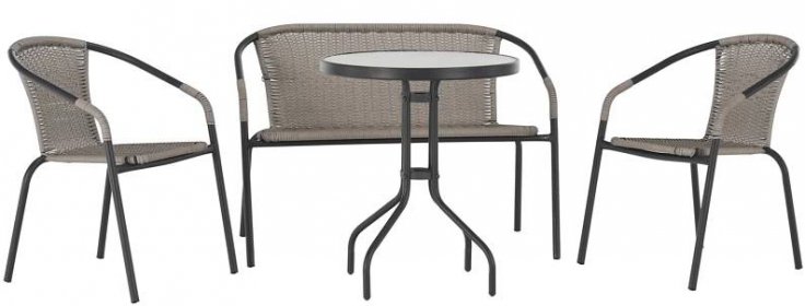 Zahradní set Bojar, stůl, lavice, 2 židle, šedá