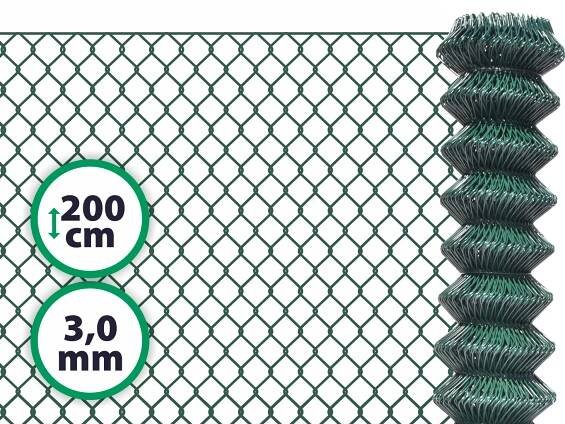 Čtyřhranné plotové poplastované pletivo bez ND – zelené, 200 cm, drát 3,0 mm PLOTY Sklad5 1504 50 8595068446539 balení 20m