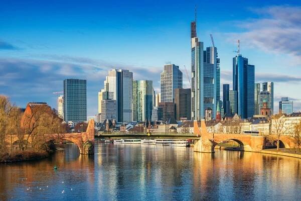 panorama frankfurtu nad mohanem německo - frankfurt nad mohanem - stock snímky, obrázky a fotky