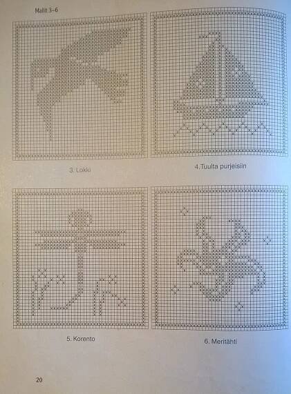 Four Cross-Stitch Pictures with Different Designs