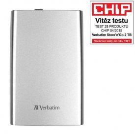Verbatim HDD 2.5" 2TB USB 3.0 stříbrný, Green Button, externí harddisk Store 'n' Go
