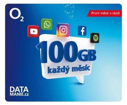 eSIM O2 datamanie 100GB ~ 349Kč/měsíc POUŽITÁ - doručení QR emailem
