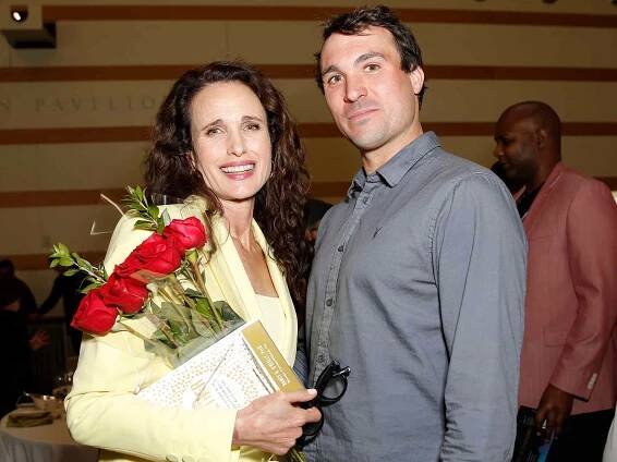 Andie MacDowell and Justin Qualley attend the National Women's History Museum's 8th Annual Women Making History Awards on March 08, 2020.