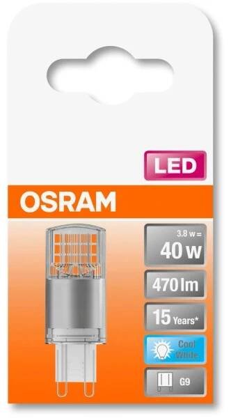 OSRAM LED žárovka Classic kapsle čirá G9 3,8 W 470 lm studená bílá barva