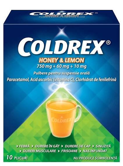 Coldrex miere si lamaie, 10 plicuri, Perrigo