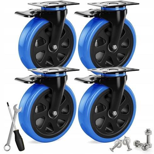 4X TRANSPORTNÍ KOLEČKA POJEZDOVÁ OTOČNÁ KOLA OTOČNÁ 125MM 720KG S BRZDOU