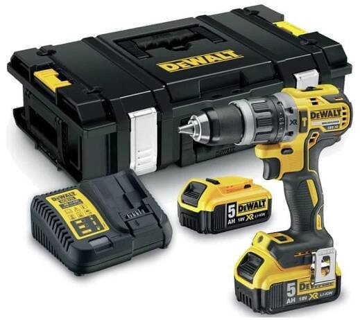 Aku vrtačka s příklepem bezuhlíková 18V, 2x baterie 5Ah DeWALT DCD796P2